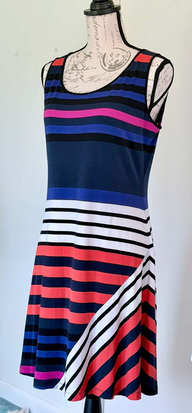 Calvin Klein Sleeveless Multi-Colored Striped Tank Dress - Picture 10 of 10